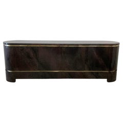 Retro 70's Lacquered and Brass Sideboard Credenza by Aldo Tura for Leonardo 