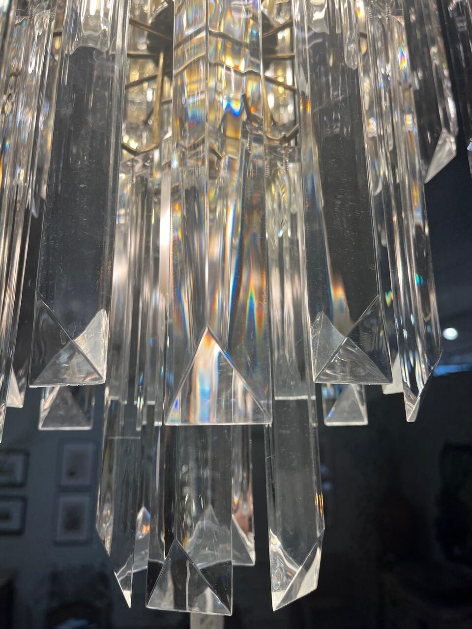 American Vintage 70's Lucite Cascading Waterfall Chandelier For Sale