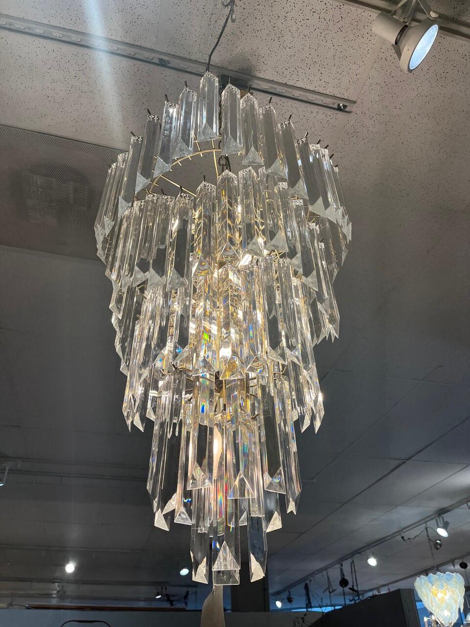 20th Century Vintage 70's Lucite Cascading Waterfall Chandelier For Sale