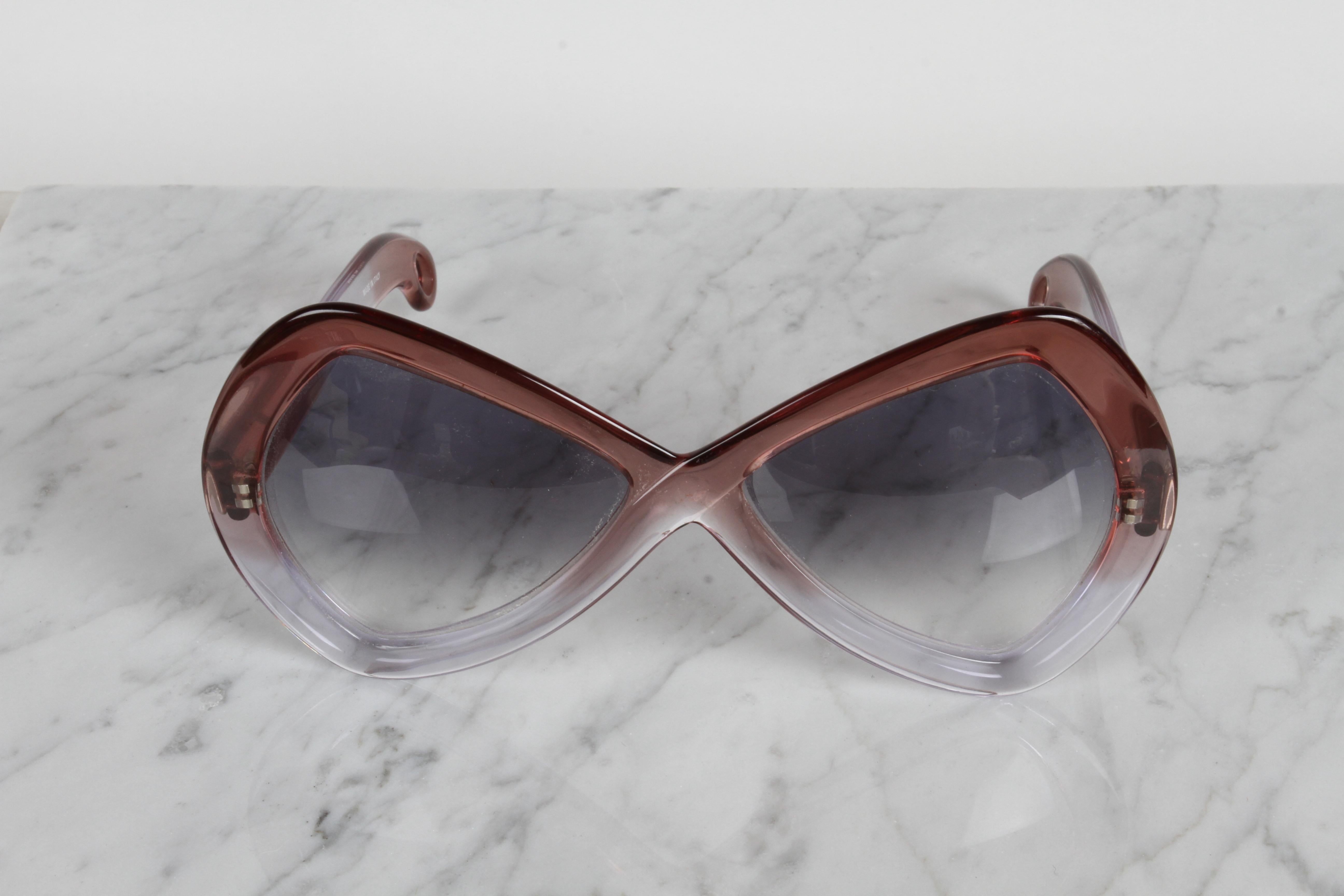 Vintage 70er Jahre Martuano - Italien Designer-Sonnenbrille für Damen in Übergröße mit Farbfaden in Übergröße im Angebot 8