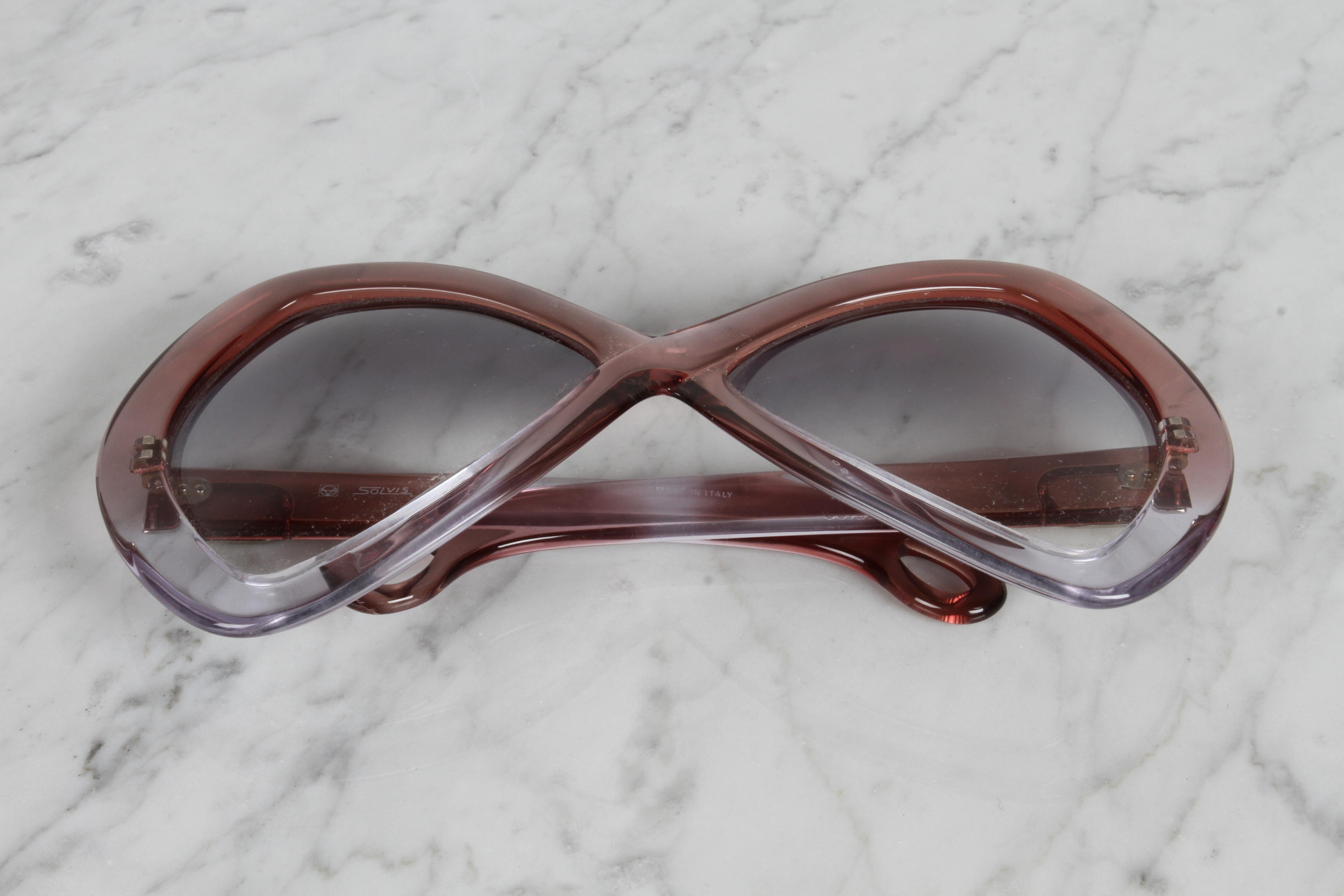 Vintage 70er Jahre Martuano - Italien Designer-Sonnenbrille für Damen in Übergröße mit Farbfaden in Übergröße im Angebot 10