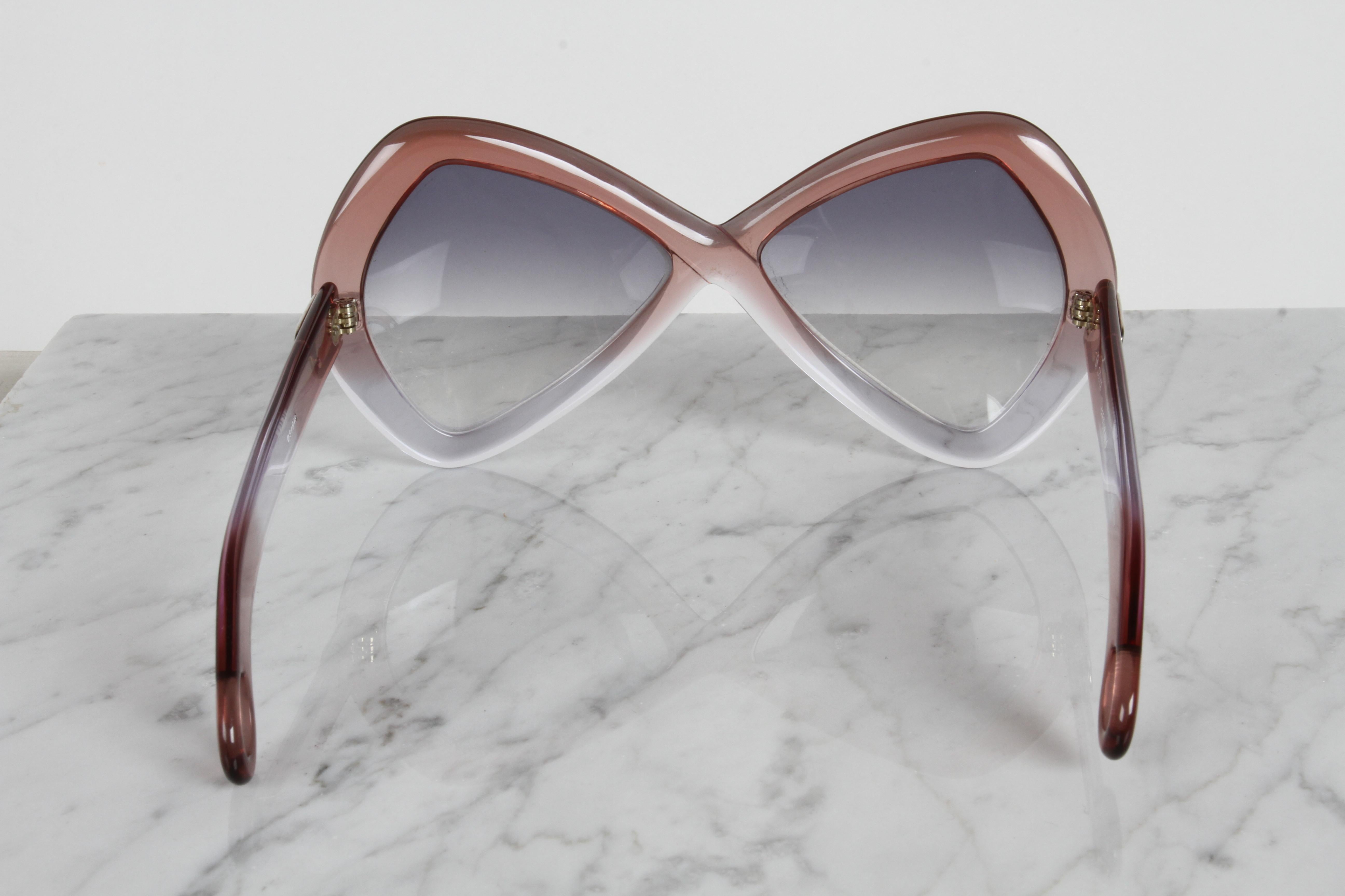 Vintage 70er Jahre Martuano - Italien Designer-Sonnenbrille für Damen in Übergröße mit Farbfaden in Übergröße (Hollywood Regency) im Angebot