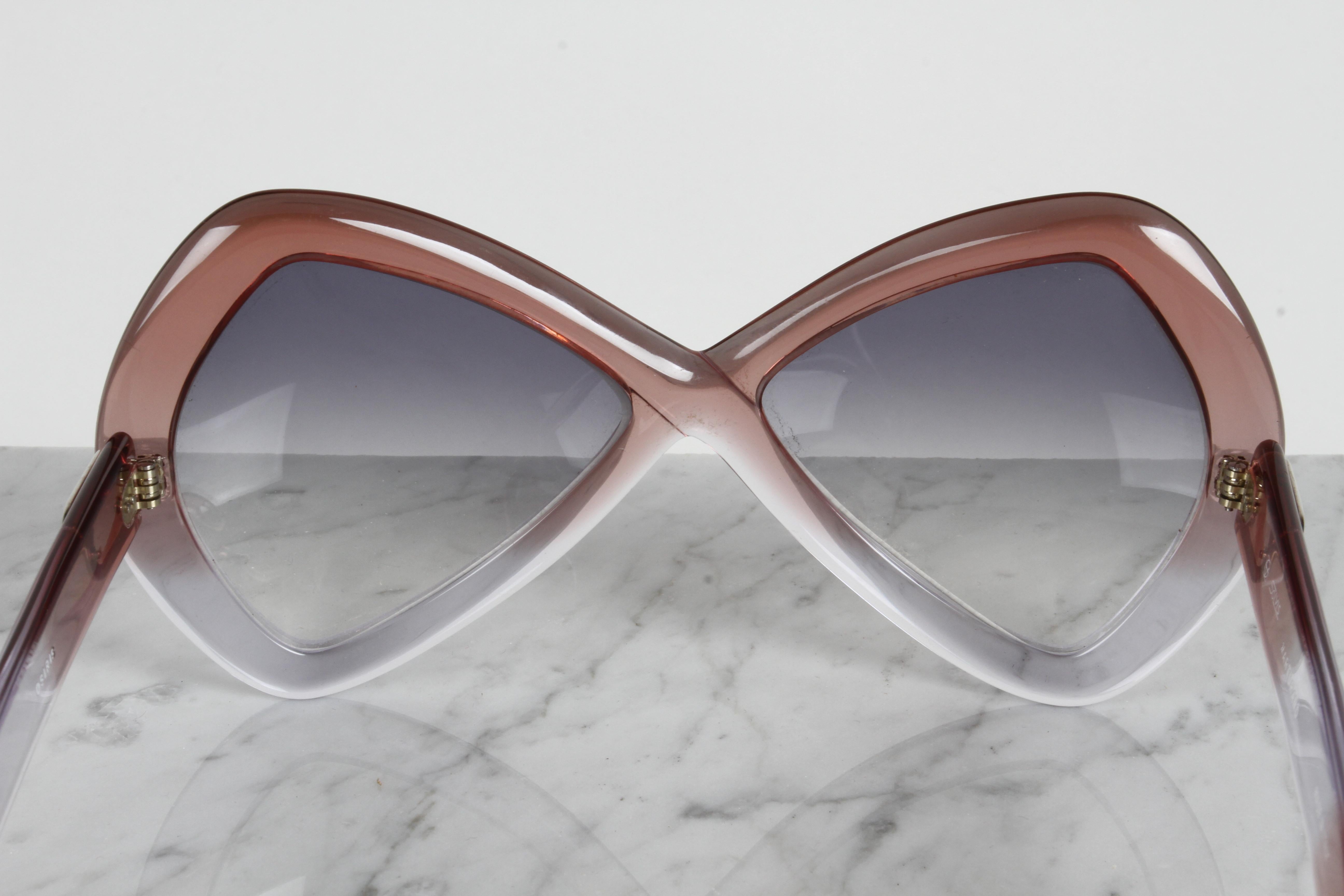 Vintage 70er Jahre Martuano - Italien Designer-Sonnenbrille für Damen in Übergröße mit Farbfaden in Übergröße (Italienisch) im Angebot
