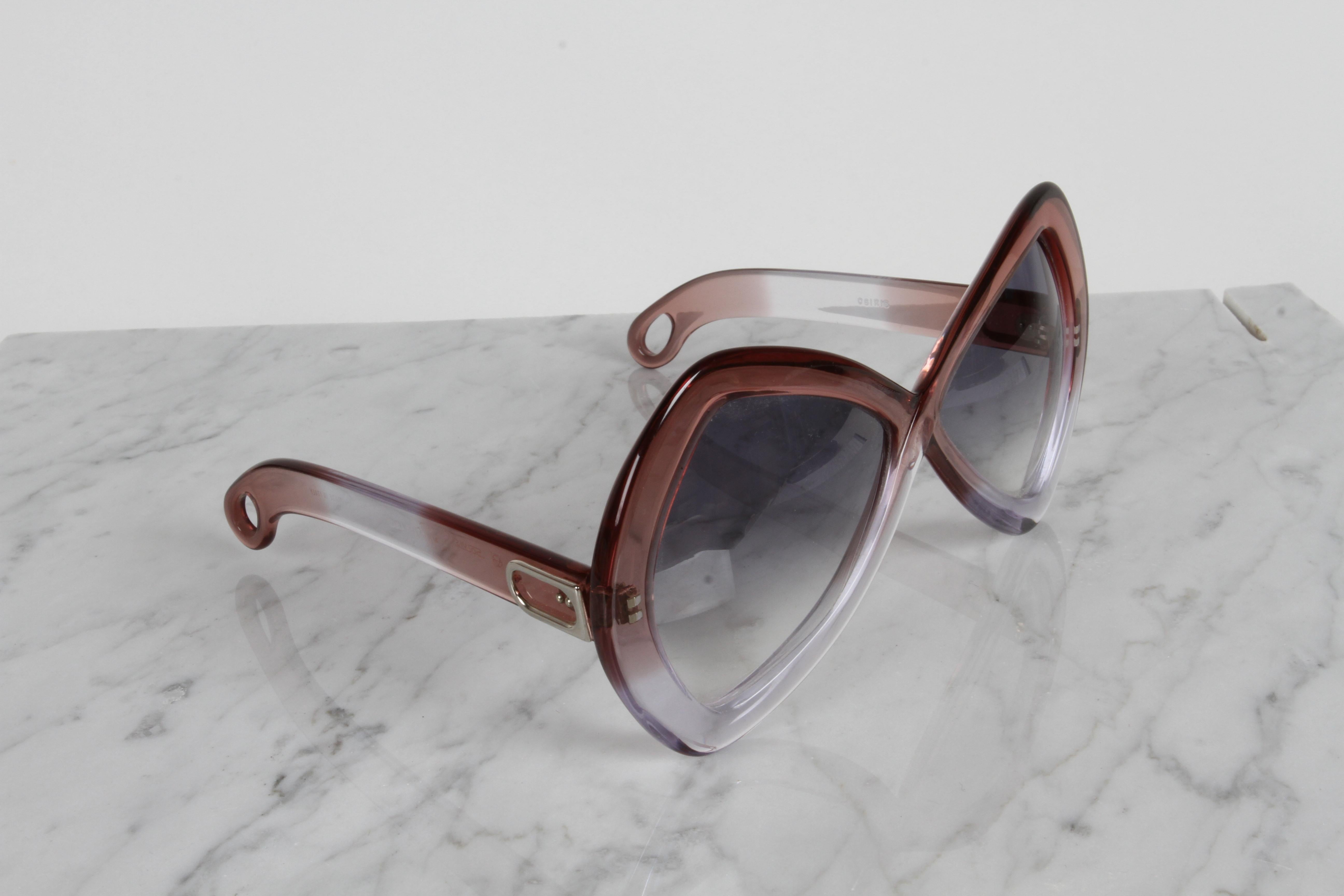 Vintage 70er Jahre Martuano - Italien Designer-Sonnenbrille für Damen in Übergröße mit Farbfaden in Übergröße (Ende des 20. Jahrhunderts) im Angebot