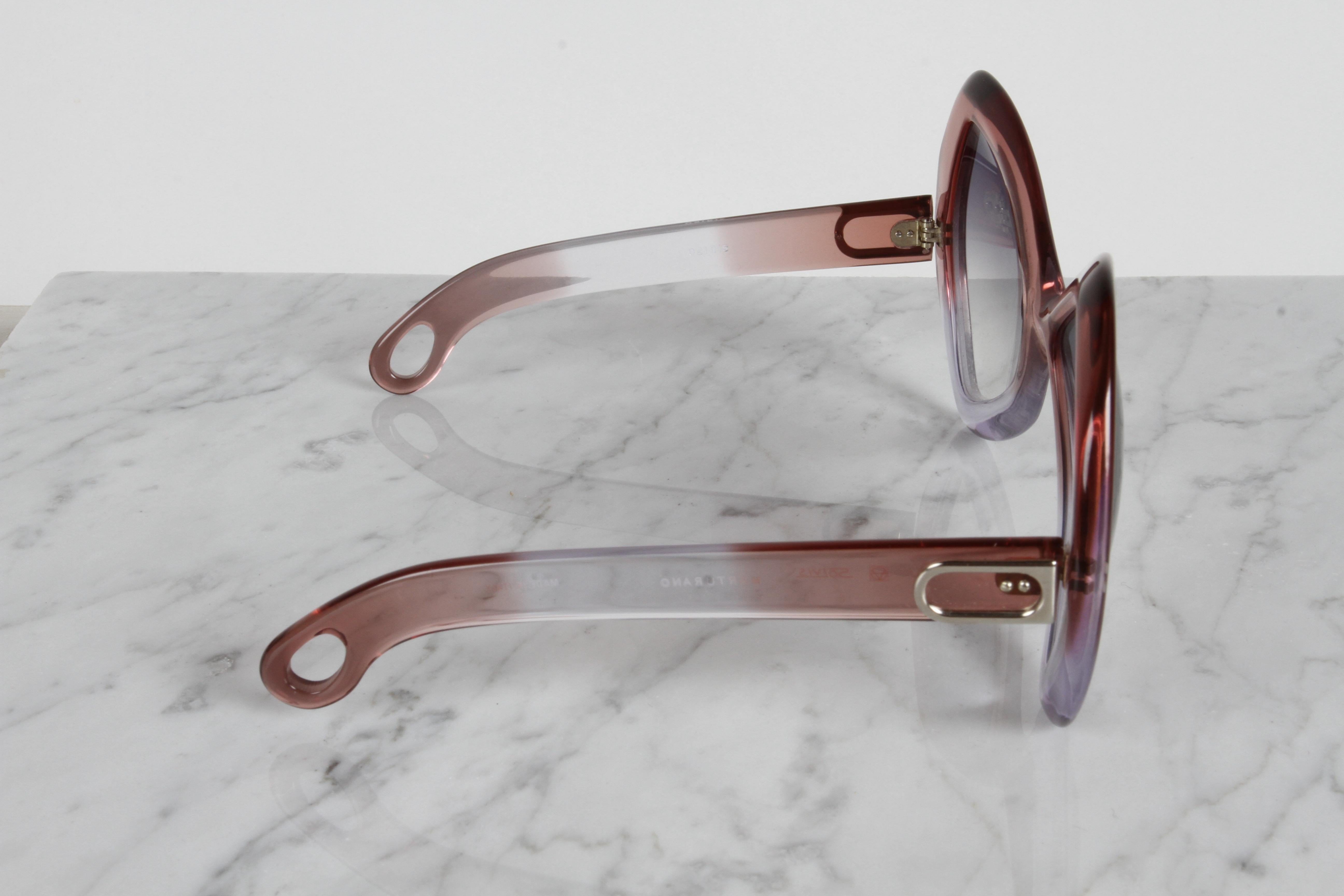 Vintage 70er Jahre Martuano - Italien Designer-Sonnenbrille für Damen in Übergröße mit Farbfaden in Übergröße (Glas) im Angebot