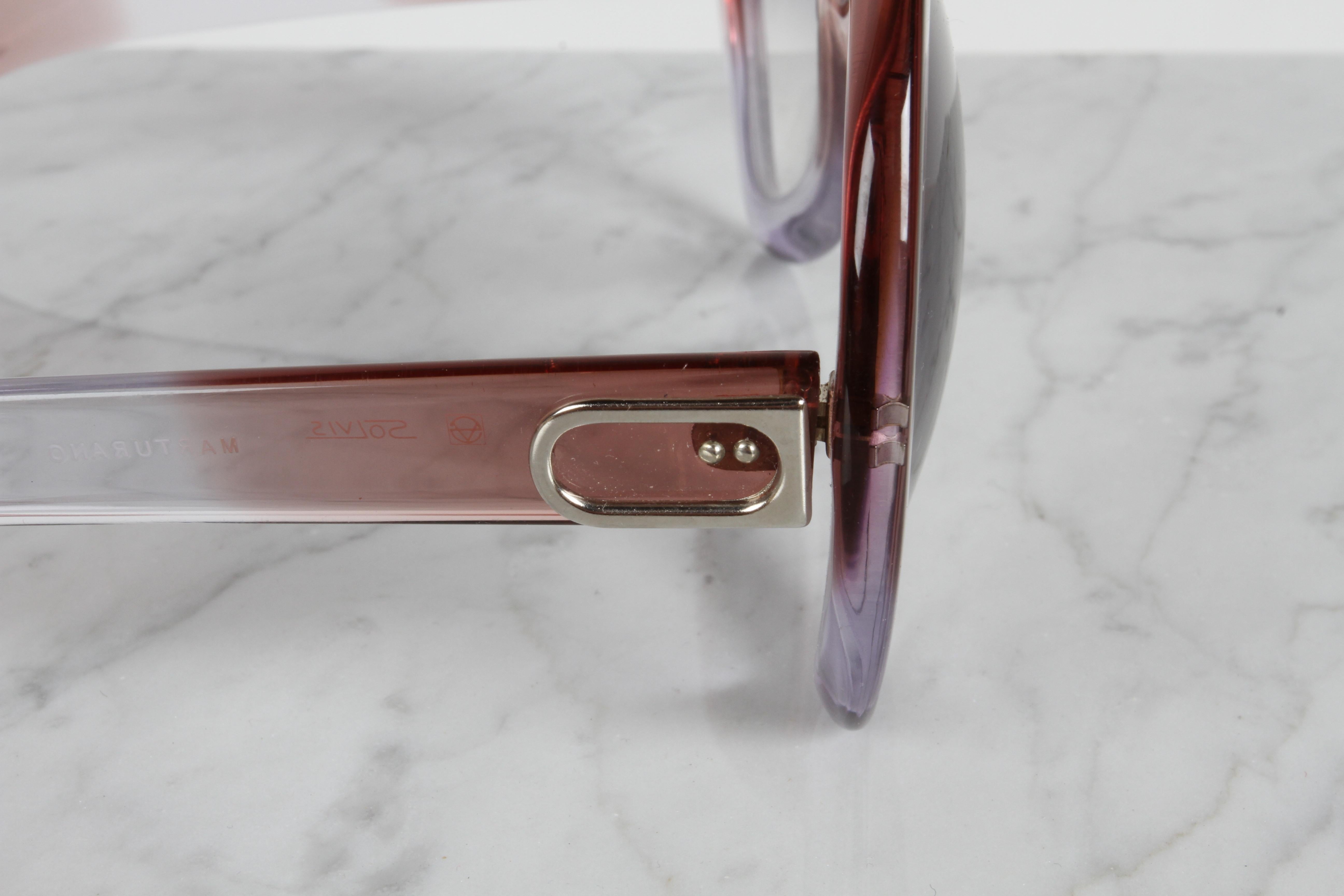 Vintage 70er Jahre Martuano - Italien Designer-Sonnenbrille für Damen in Übergröße mit Farbfaden in Übergröße im Angebot 1