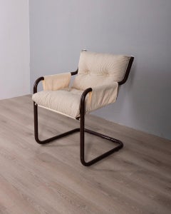 Vintage 1970s metal and fabric armchair, Scandinavian design