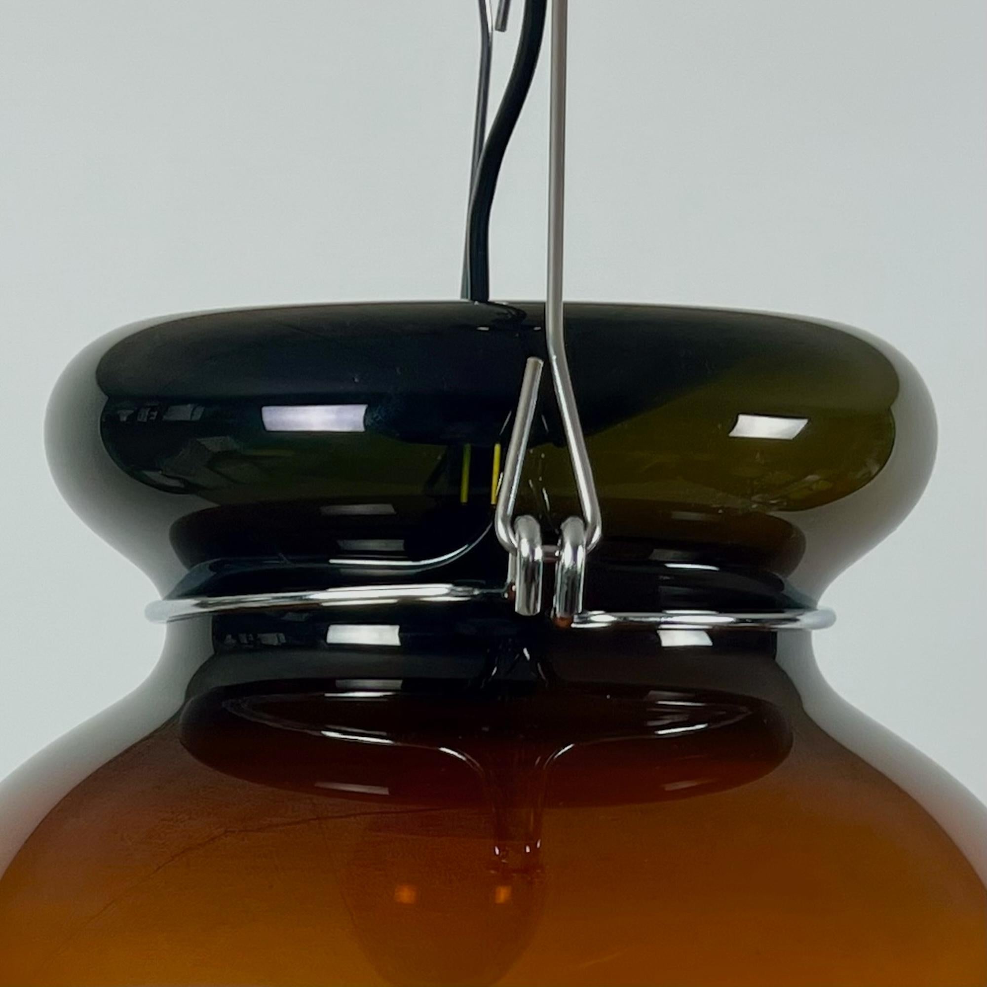 Albanese Lampadario grande in vetro ambrato di Murano degli anni '70, design Tony Zuccheri per VeArt in vendita