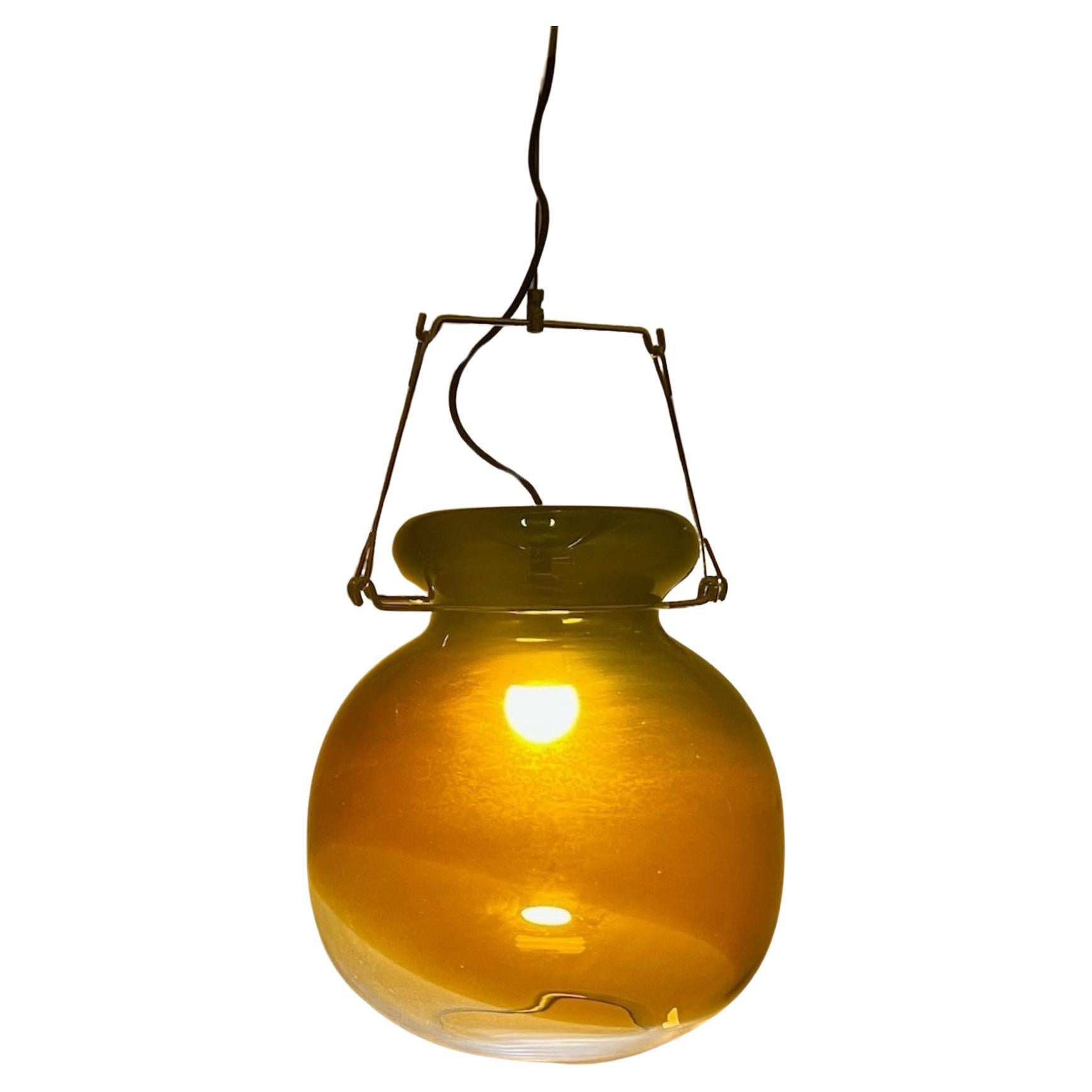 Araña grande vintage de cristal de Murano ámbar de los años 70 Diseño de Tony Zuccheri para Veart