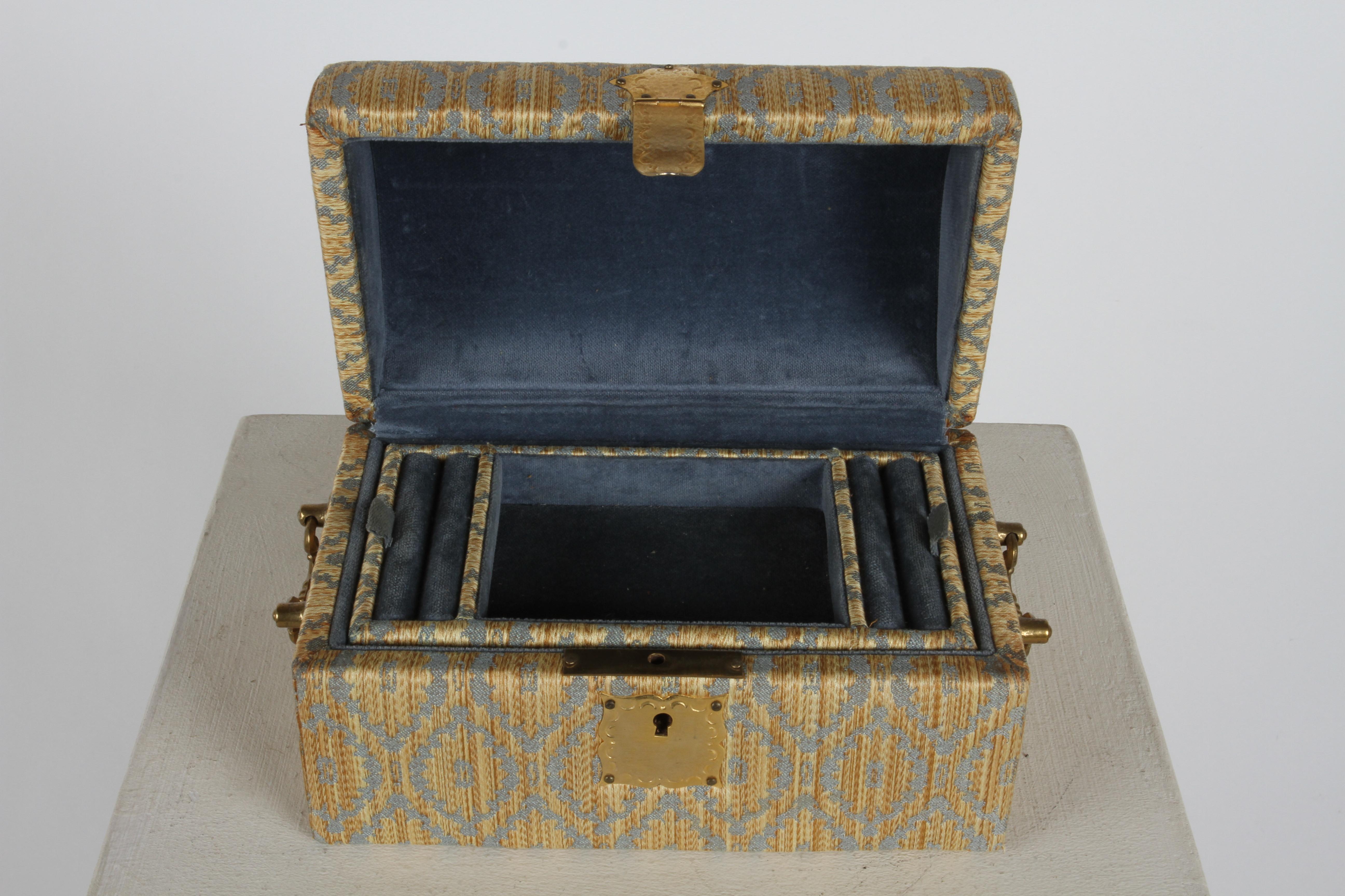 Vintage 70s Neiman-Marcus Italy Jacquard Velvet Jewelry Box Casket Storage Chest 3