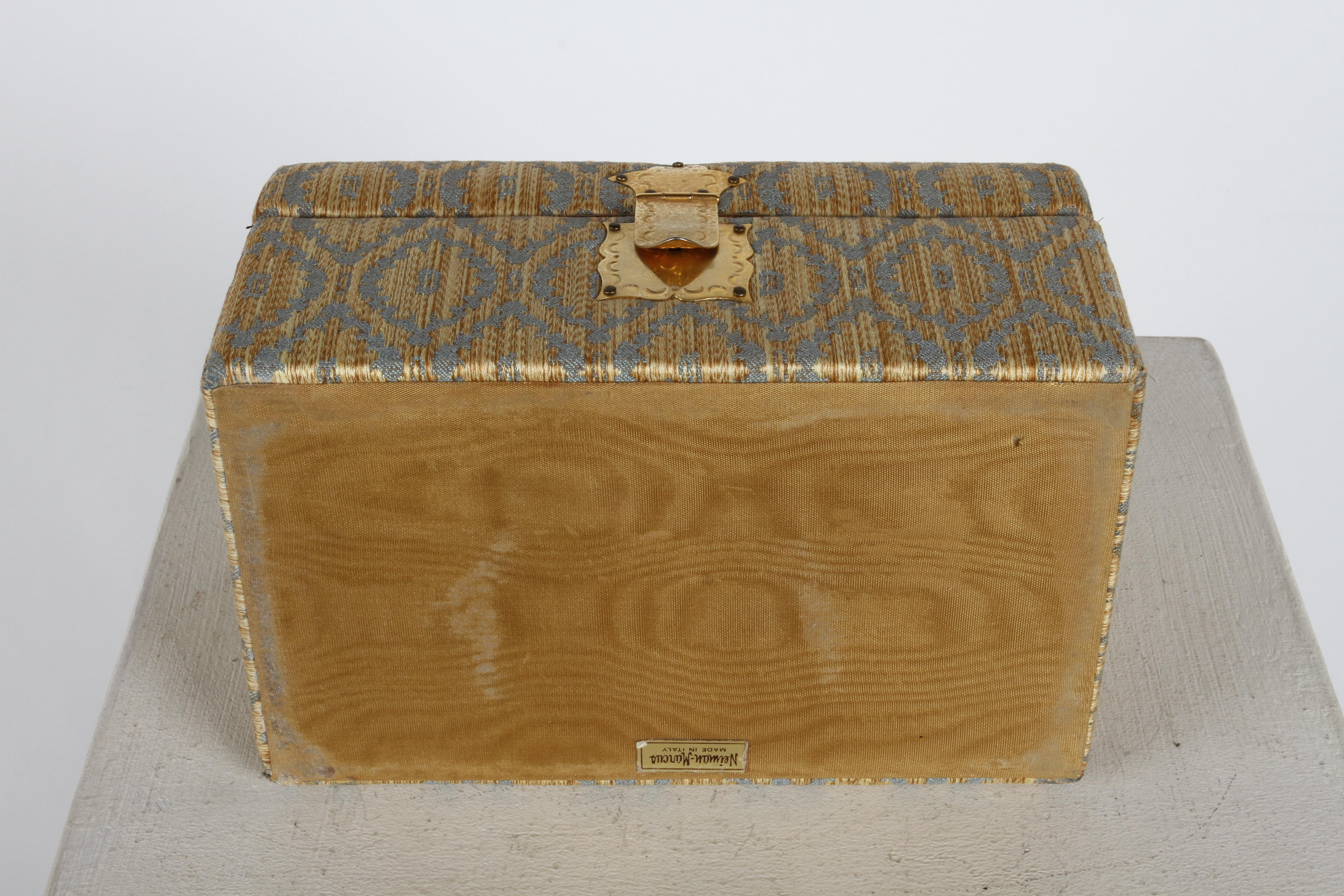 Vintage 70s Neiman-Marcus Italy Jacquard Velvet Jewelry Box Casket Storage Chest 7