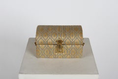 Vintage 70s Neiman-Marcus Italy Jacquard Velvet Jewelry Box Casket Storage Chest