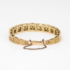 Vintage 1970s Opal Bracelet Nugget 14 Karat Yellow Gold Estate Retro Jewelry