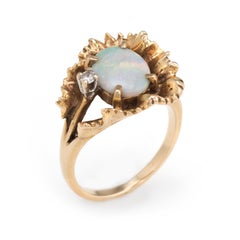 Vintage 1970s Opal Ring 14 Karat Gold Cocktail Freeform Estate Fine Jewelry