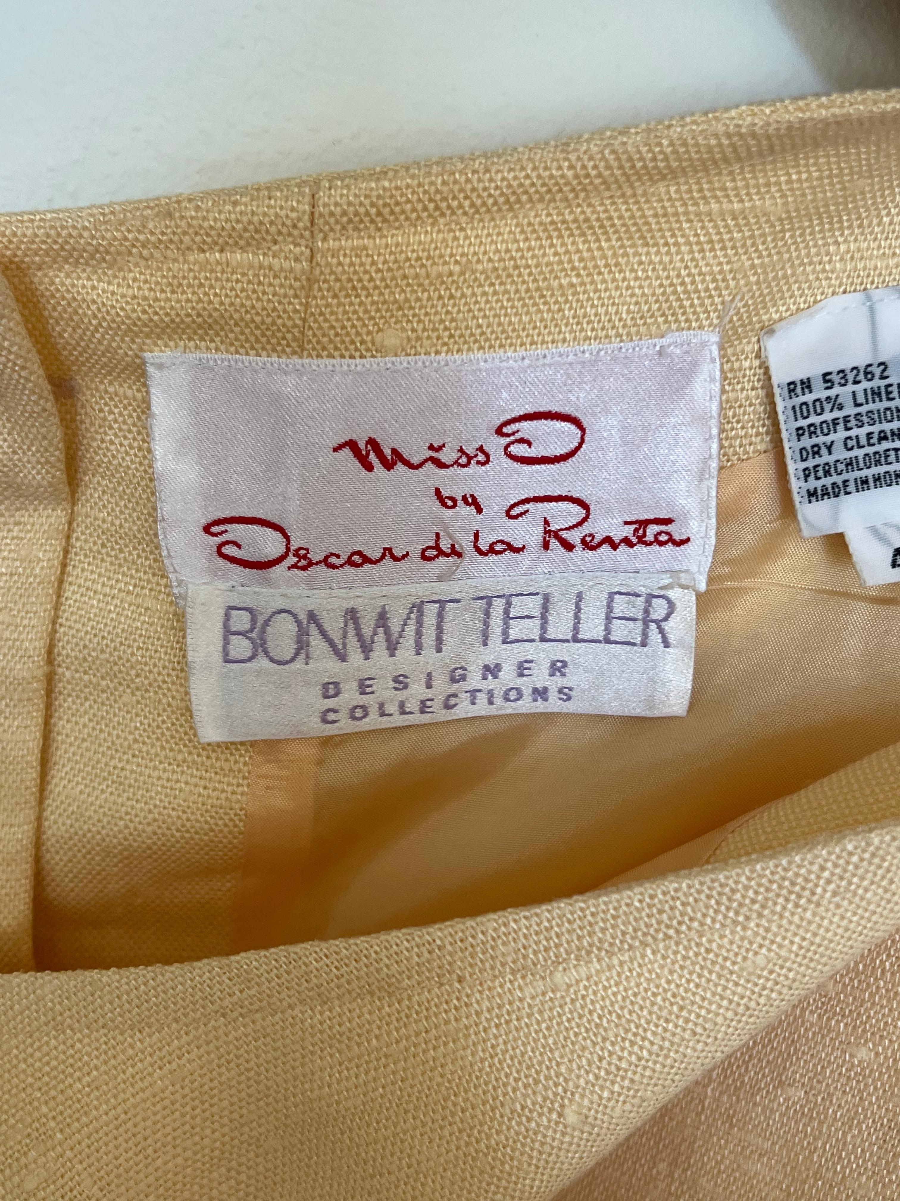Oscar De La Renta Haut couture vintage en lin et maille, taille US 4, années 70 en vente 6