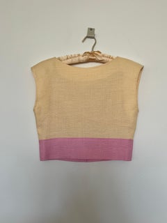 VINTAGE 70'S Oscar De La Renta Couture SKIRT + MATCHING TOP LINEN US 4