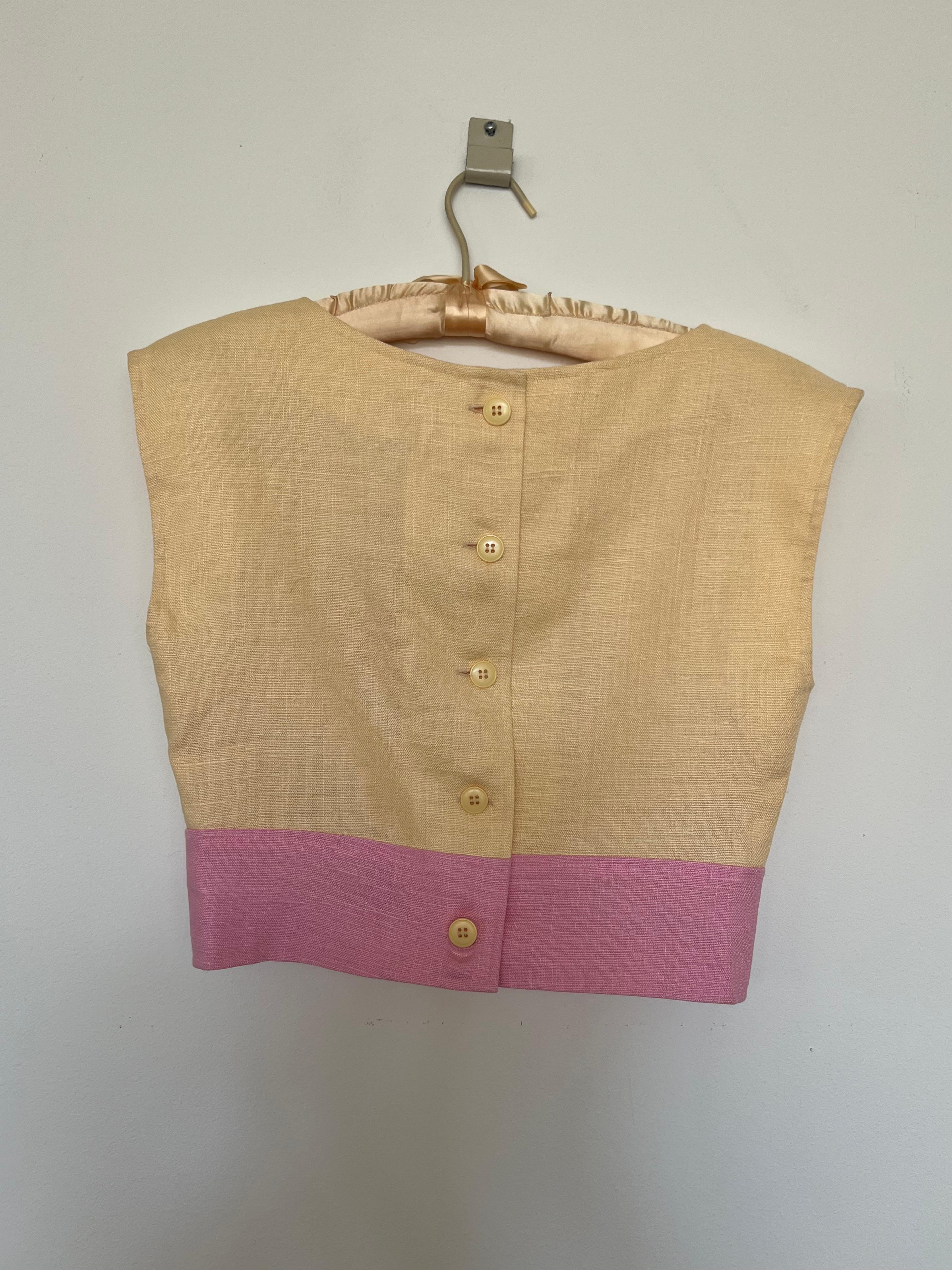 Oscar De La Renta Haut couture vintage en lin et maille, taille US 4, années 70 Pour femmes en vente