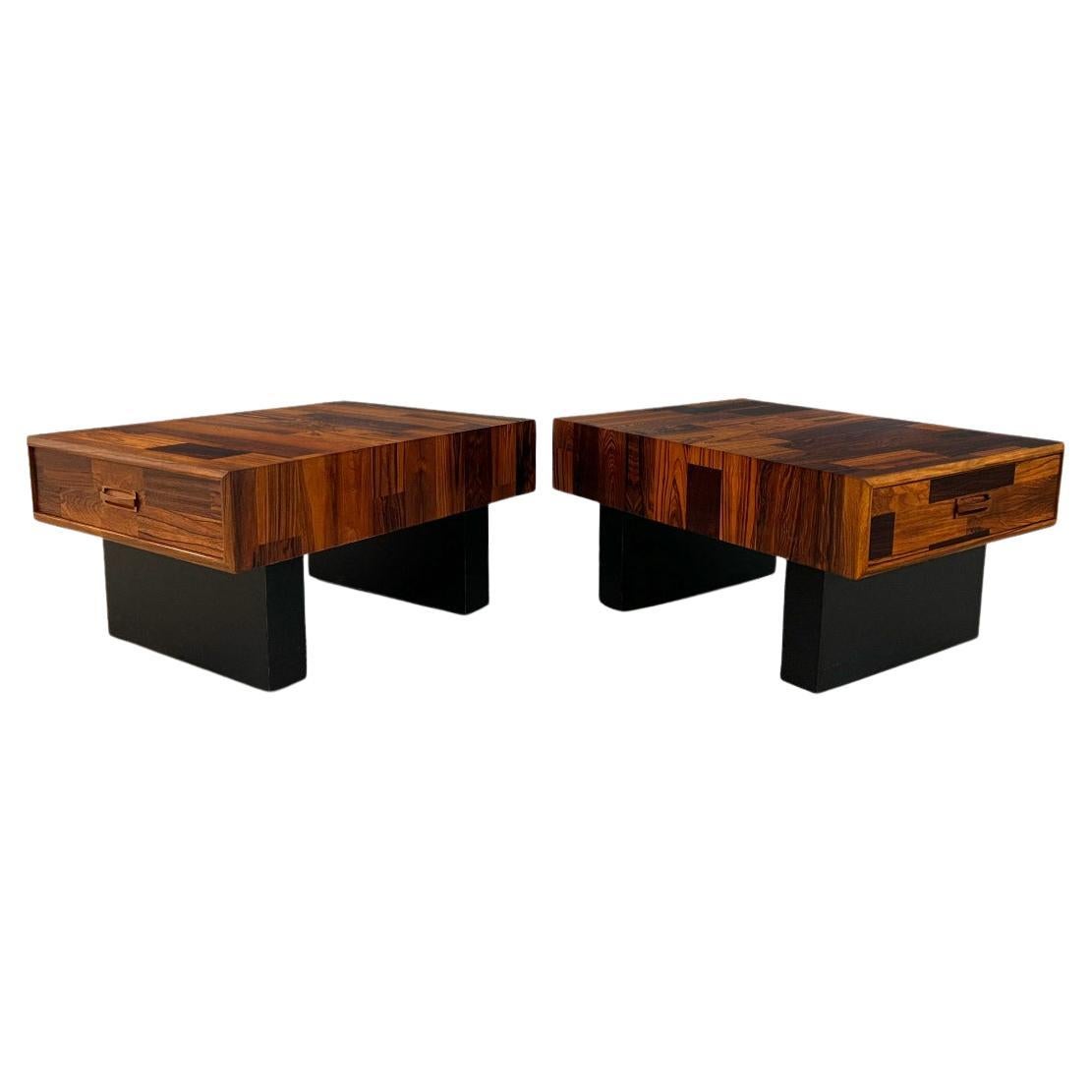 Vintage 1970s Rosewood End Tables with Drawers For Sale at 1stDibs