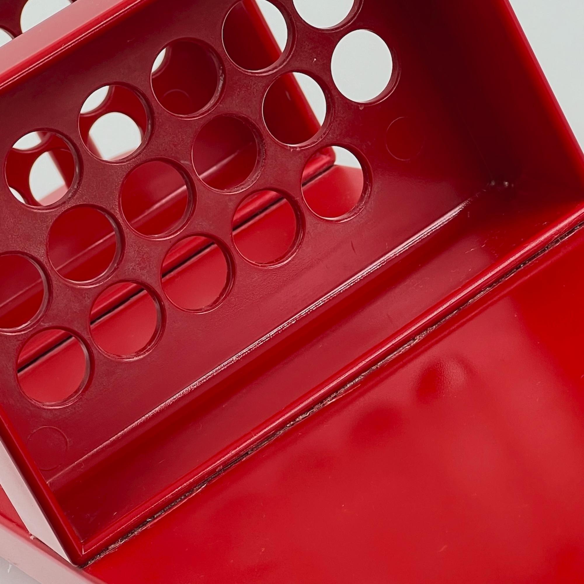 Glass Vintage 70s Space Age Red Plastic Wall Organizer by Makio Hasuike for Gedy
