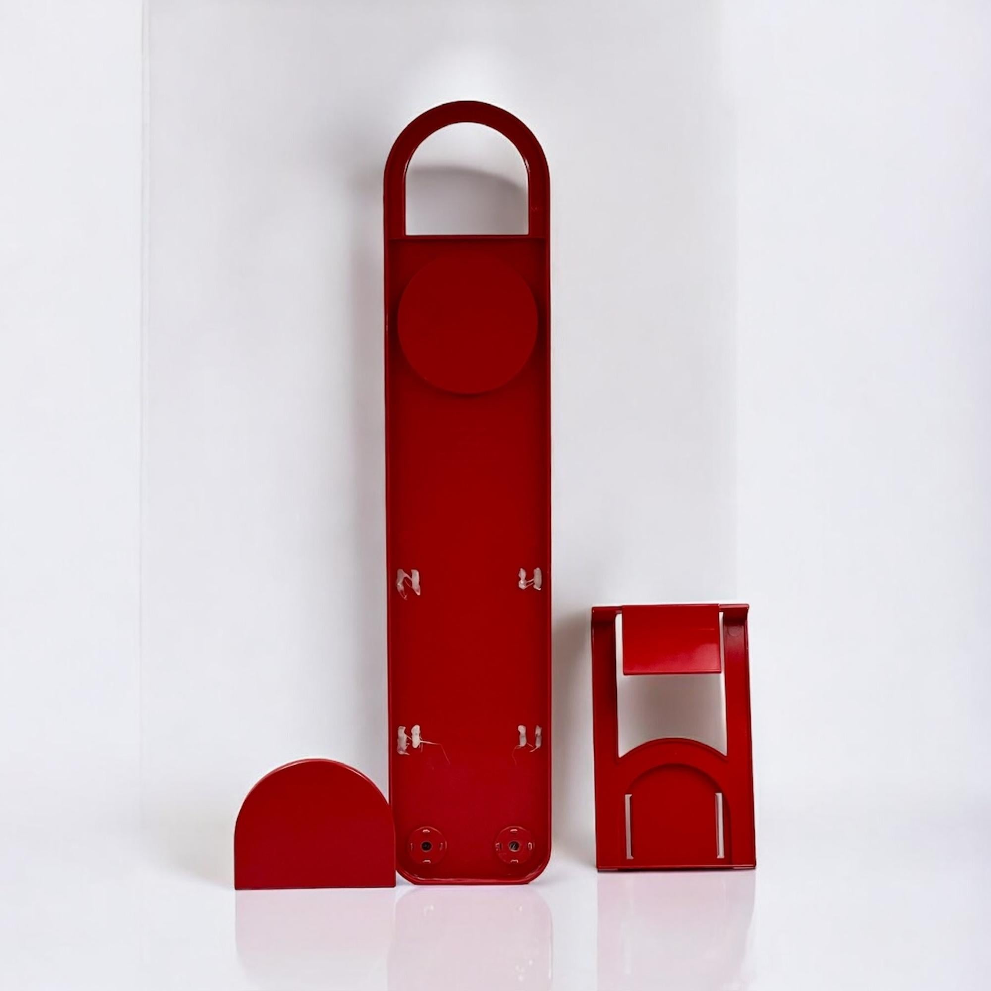 Italian Vintage 70s Space Age Red Plastic Wall Organizer by Makio Hasuike for Gedy