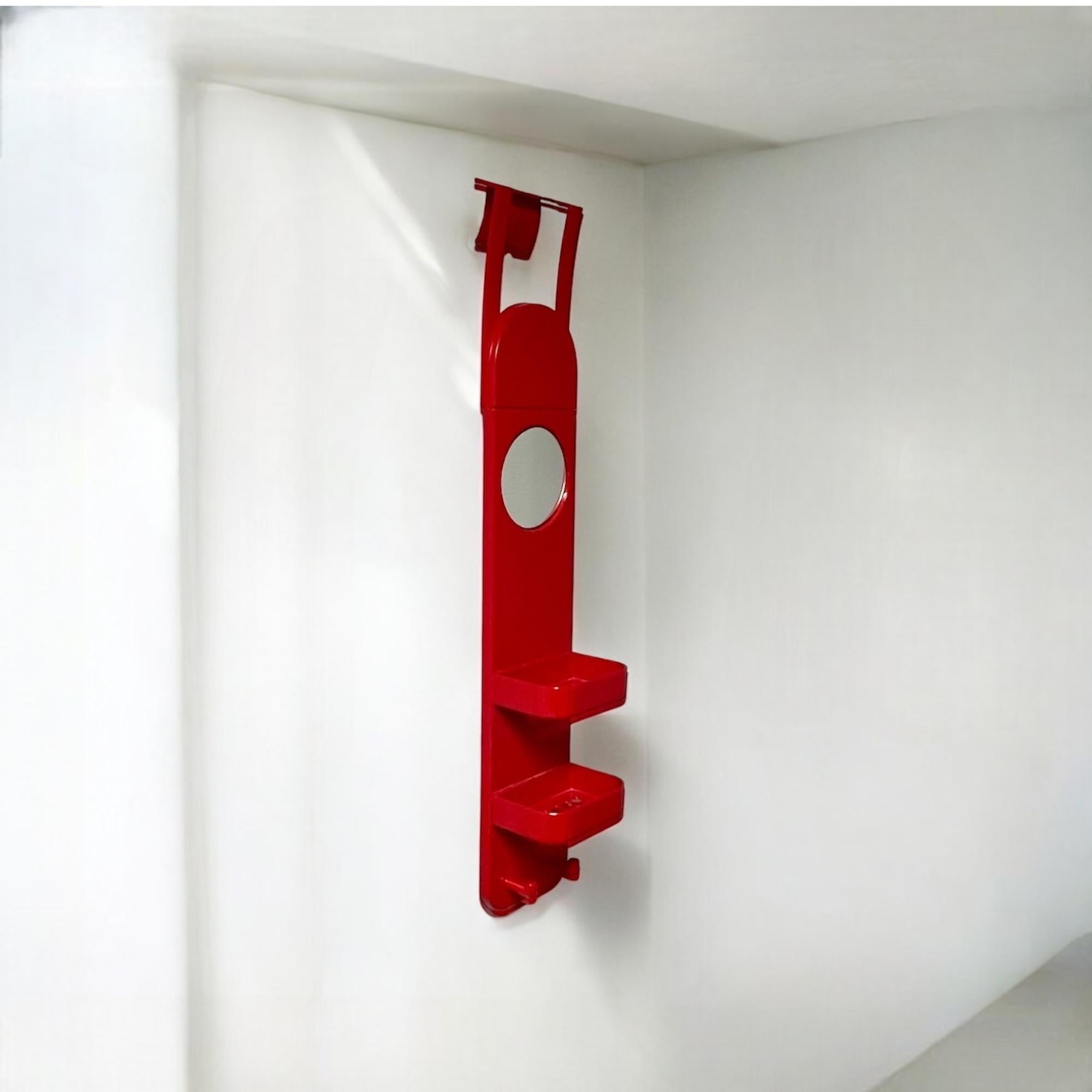 Vintage 70s Space Age Red Plastic Wall Organizer by Makio Hasuike for Gedy 2