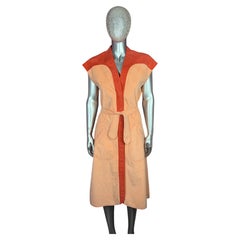 Vintage 70s Stephen Burrows RUNWAY Fall 1975 Ultrasuede Peach Orange Wrap Dress