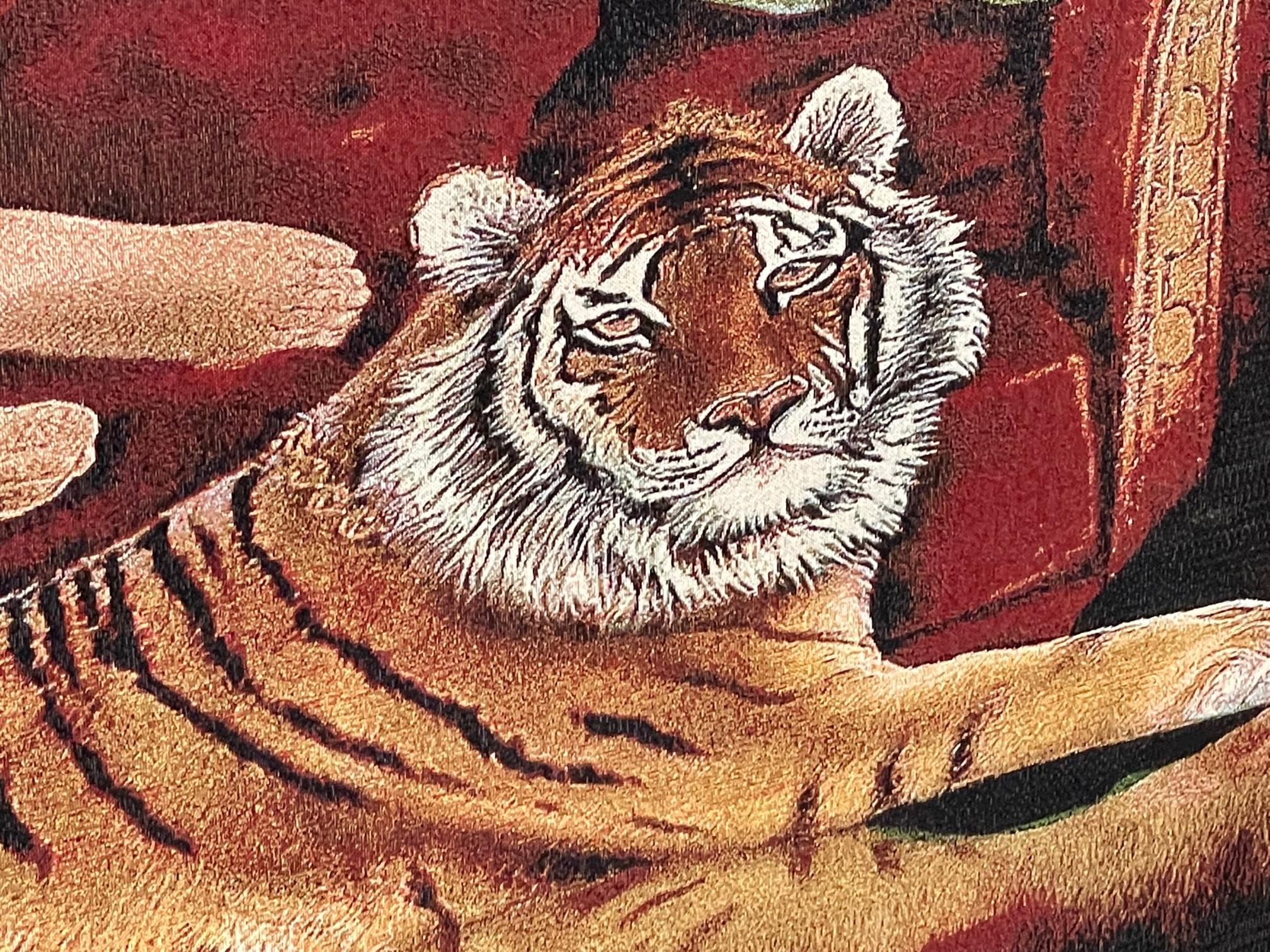 Vintage 70s Tapestry Style Nude Woman and Tiger Painting at 1stDibs nude women in their 70s