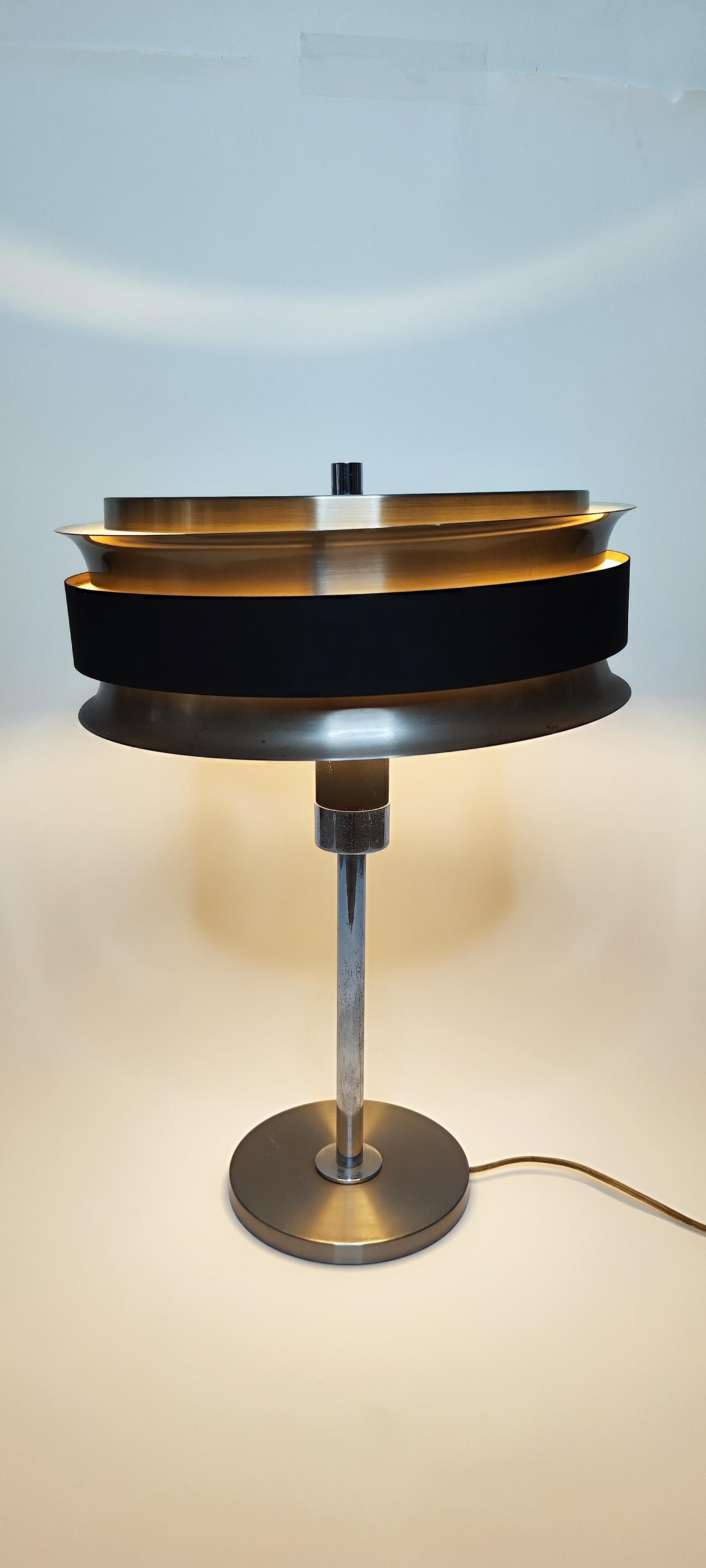 Late 20th Century Vintage 70s two-tone aluminum table lamp - 1970 For Sale