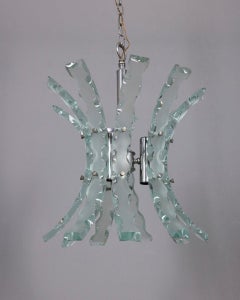 Vintage 1970s worked glass chandelier, designed by Zeroquattro