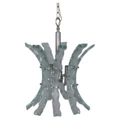 Vintage 1970s worked glass chandelier, designed by Zeroquattro