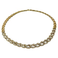 Vintage 7.10 Carats Diamonds 18 Karat Yellow Gold Necklace