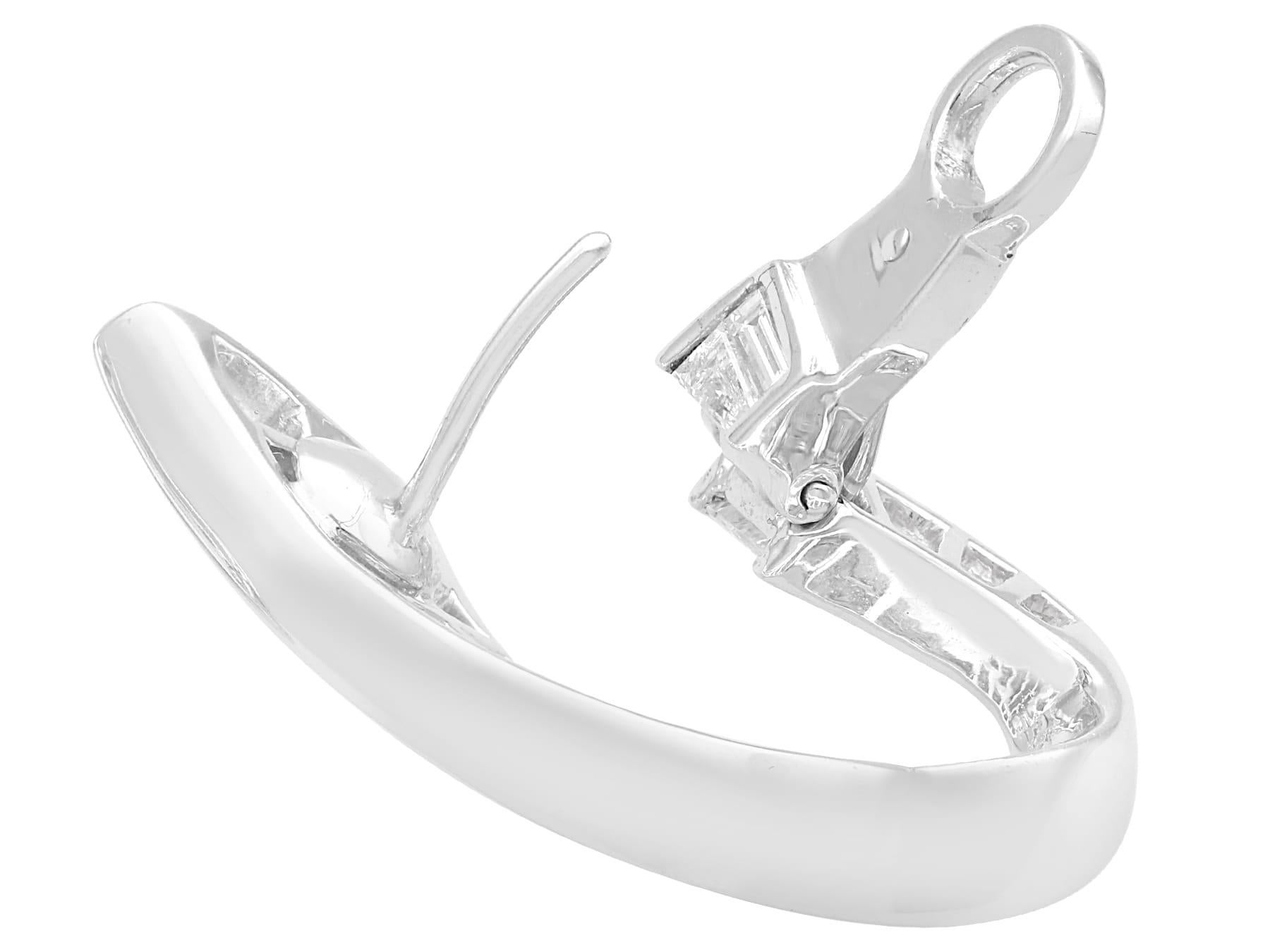 Women's or Men's Vintage 7.25 Carat Diamond 18k White Gold Earrings For Sale