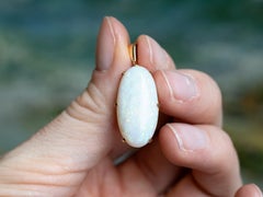Vintage 7.34 Carat White Opal and 18k Yellow Gold Pendant Circa 1950