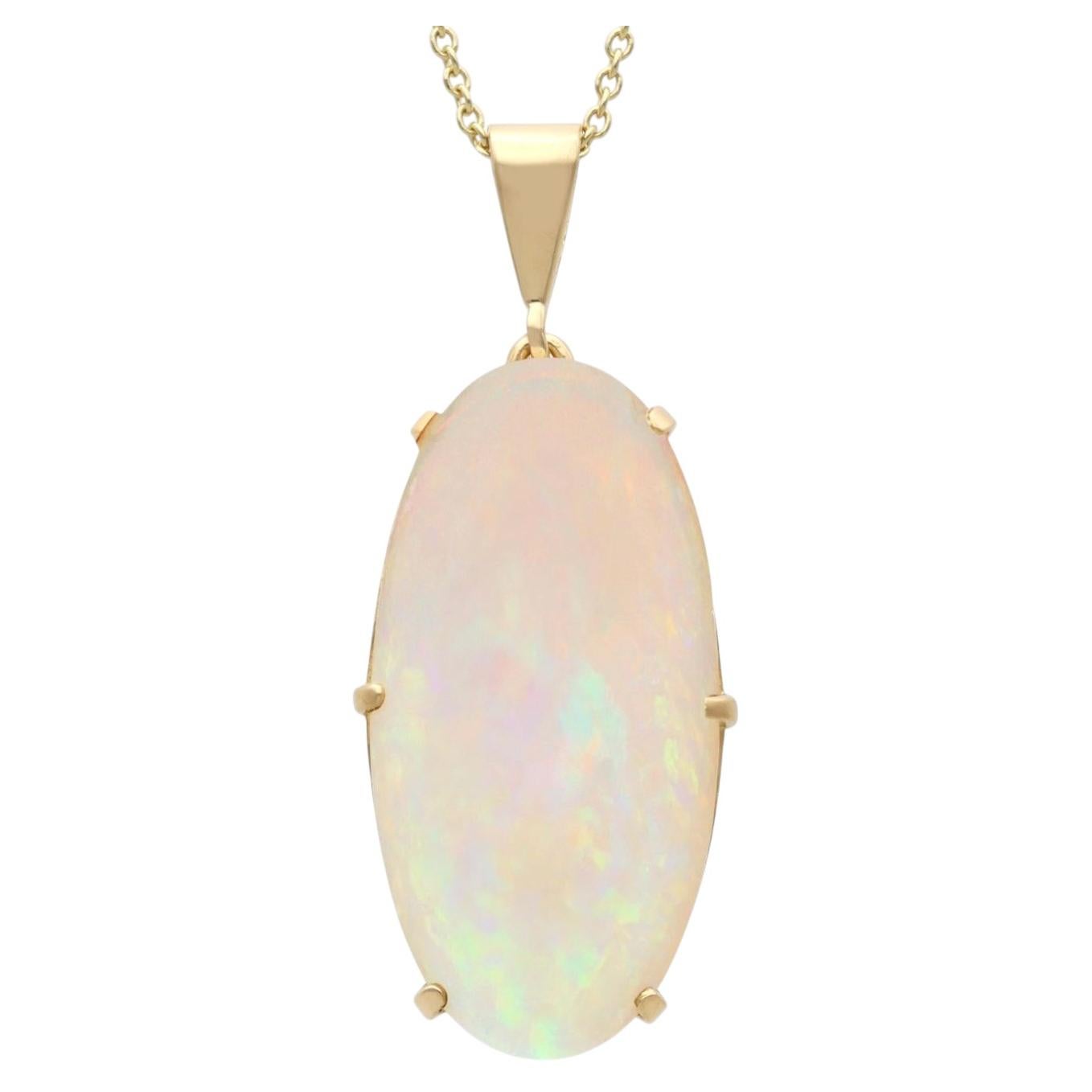 Vintage 7.34 Carat White Opal and 18k Yellow Gold Pendant Circa 1950