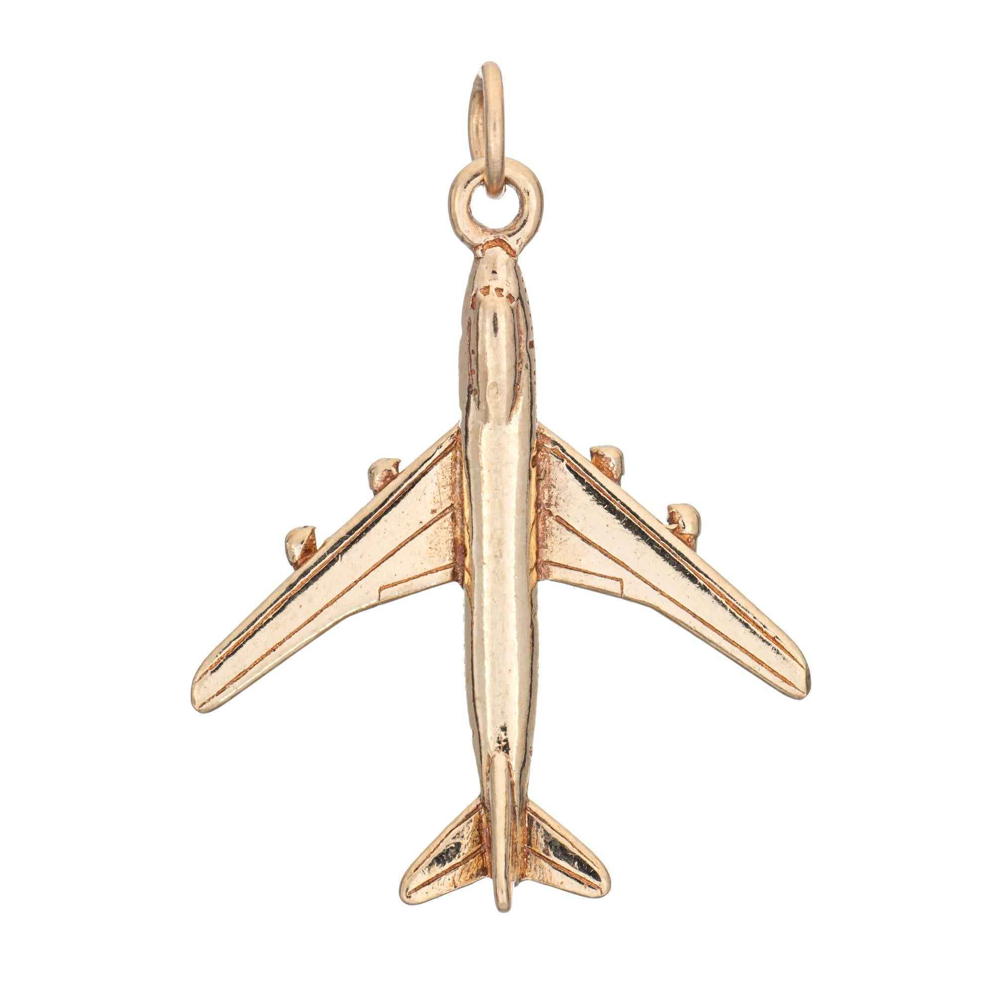 Charm vintage 747 Airplane in oro giallo 14k Aviation Estate Jewelry In condizioni buone a Torrance, CA