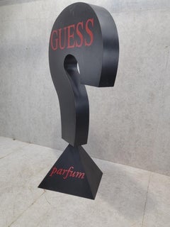 Vintage 7.5 Foot Black Wood Guess Cultural Advertising Sign