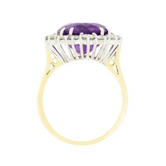 Vintage 7.50ct Amethyst and Diamond Cluster Ring, hallmarked 1994