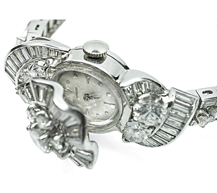 Taille ronde Vintage 7.50ct Diamond Hamilton Cover Watch Bracelet en vente