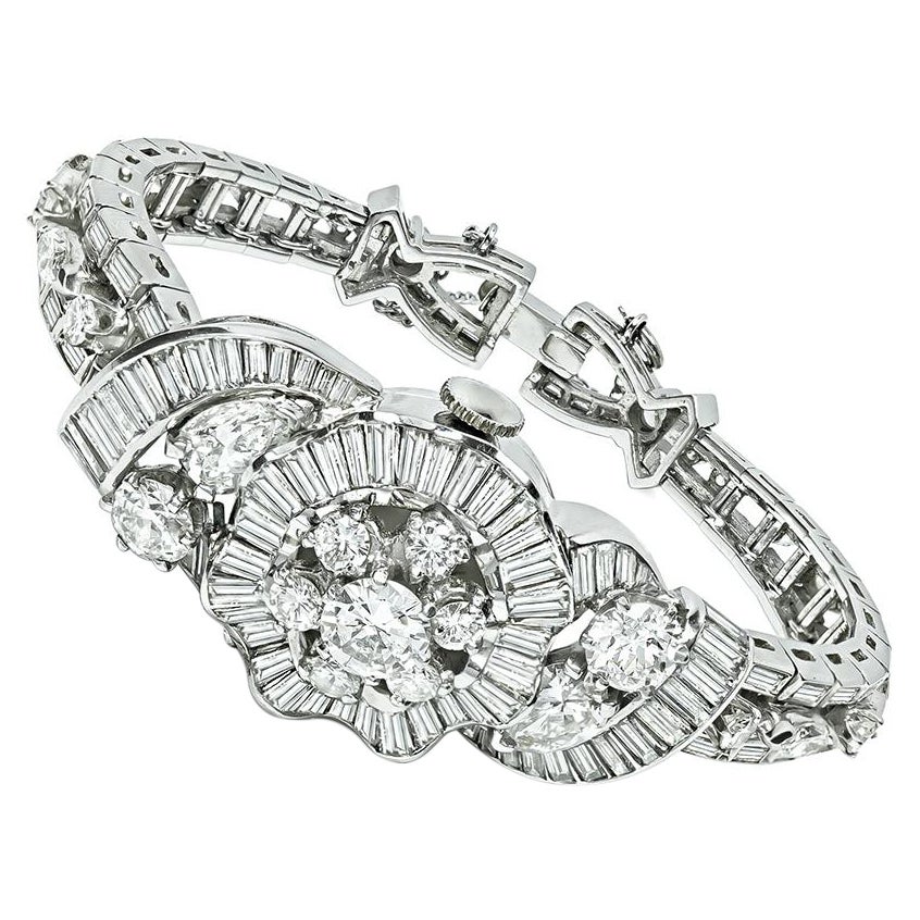 Vintage 7.50ct Diamond Hamilton Cover Watch Bracelet en vente