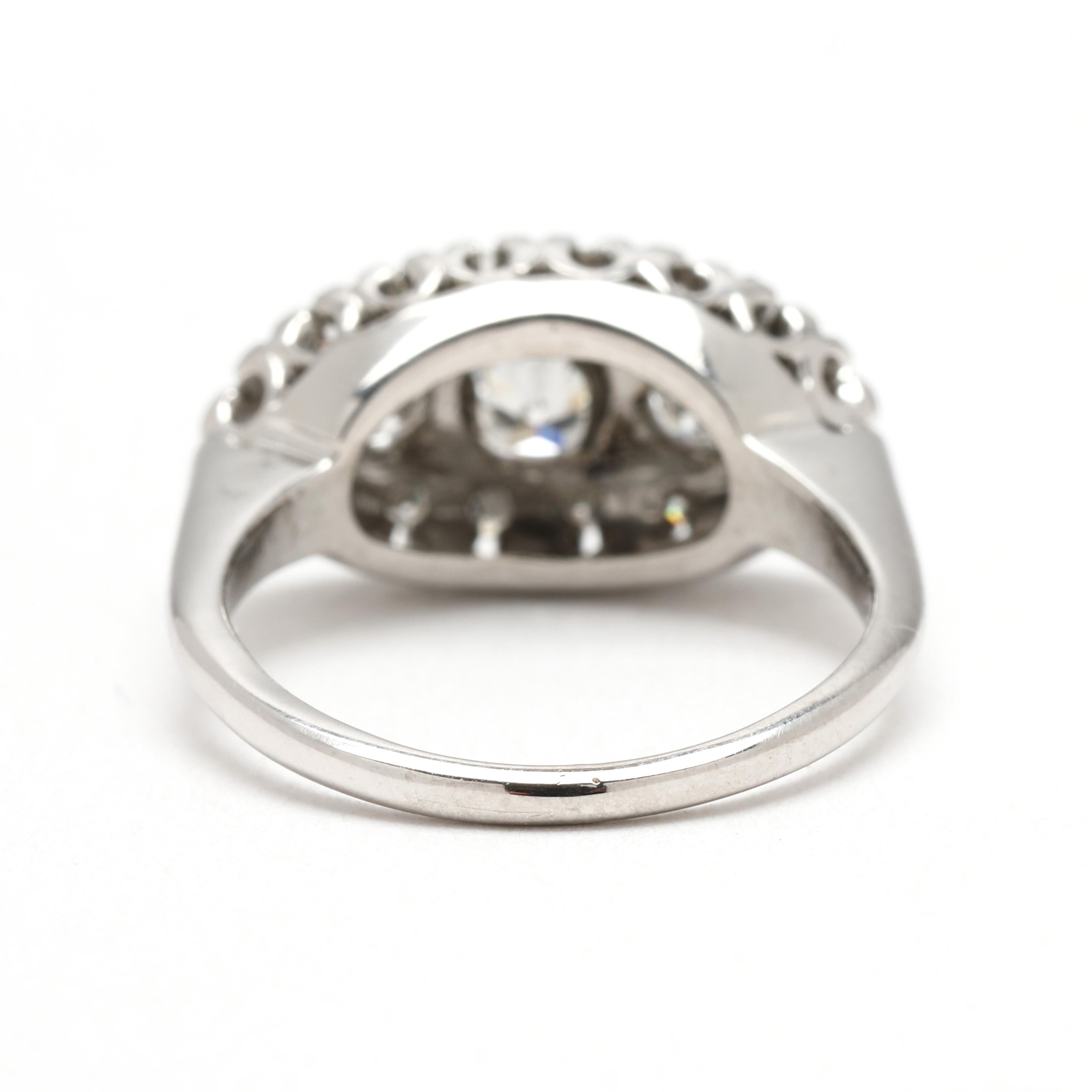 Vintage .75ctw Diamond Dinner Ring, 14k Weißgold, Ringgröße 5,25 (Rundschliff) im Angebot