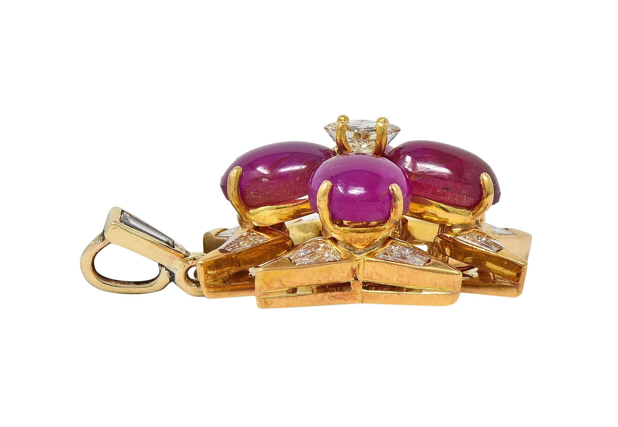 Vintage 7,60 CTW Stern-Rubin-Diamant-Anhänger aus 18 Karat Gelbgold mit Malteserkreuz-Anhänger im Angebot 1