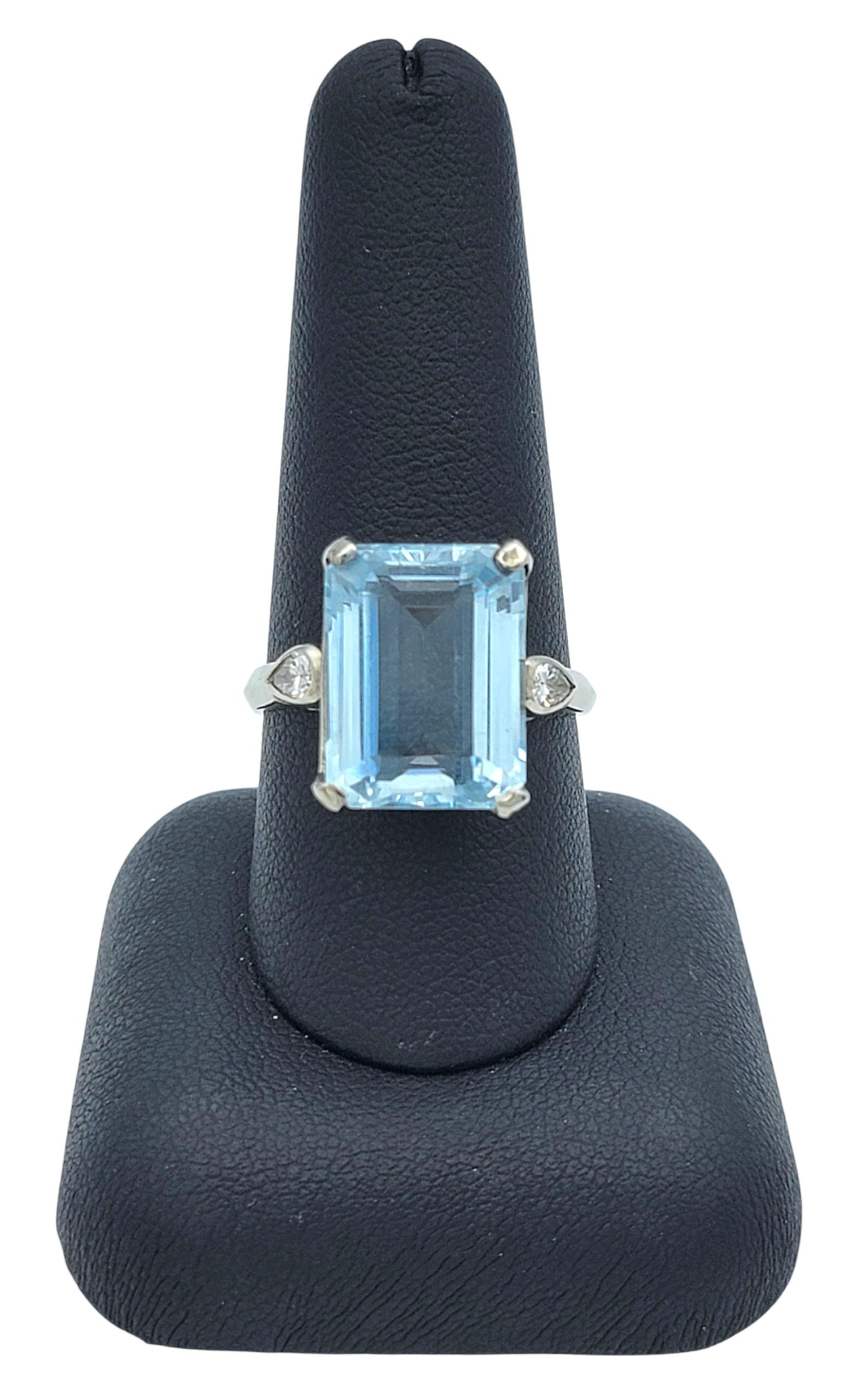 Vintage By 7,64 Karat Smaragdschliff Aquamarin Ring mit Diamanten 14 Karat Weißgold im Angebot 7