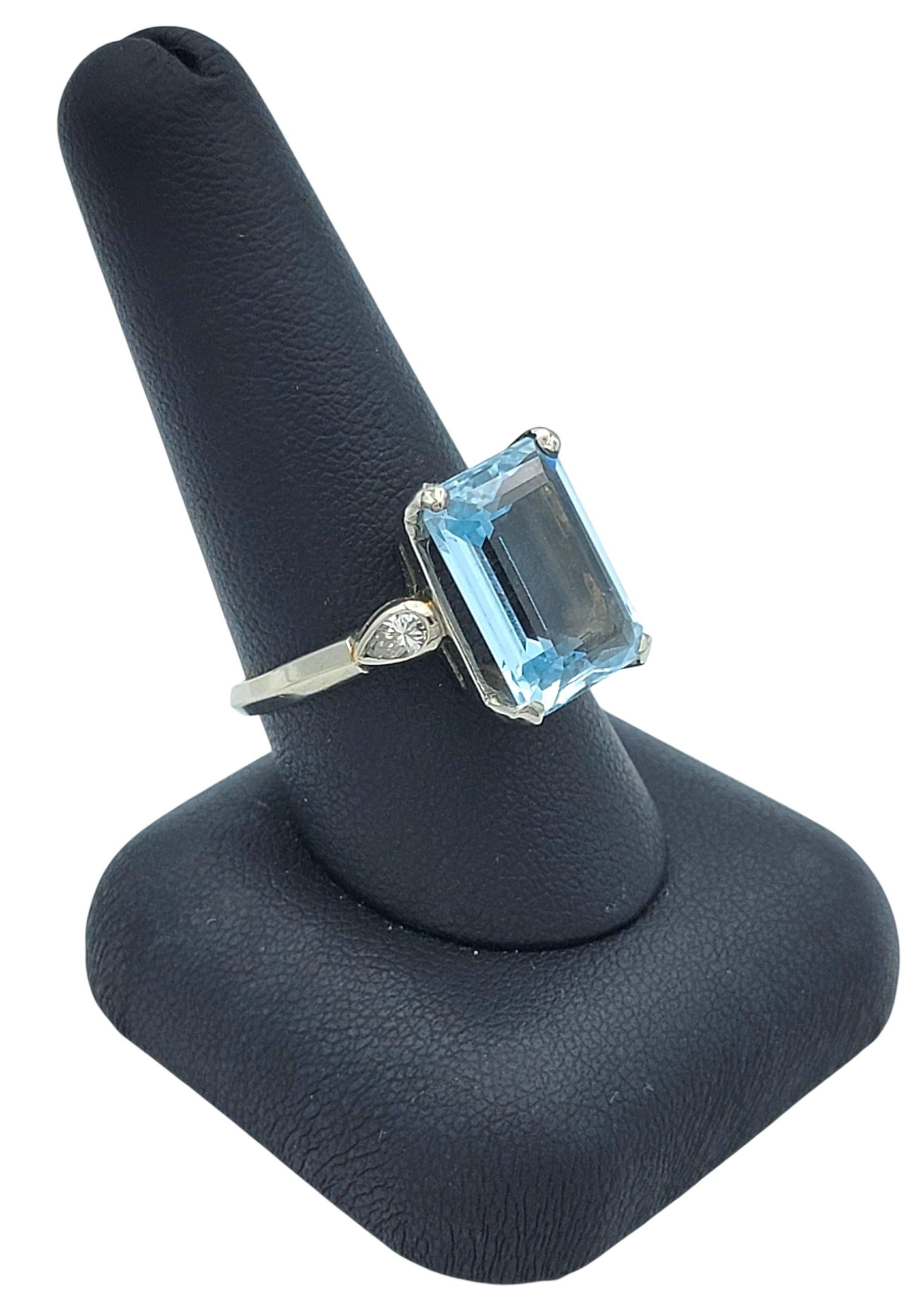 Vintage By 7,64 Karat Smaragdschliff Aquamarin Ring mit Diamanten 14 Karat Weißgold im Angebot 8