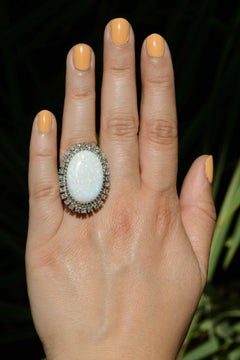 Vintage 7.65 Carat Opal & Diamond Jumbo Cocktail Ring