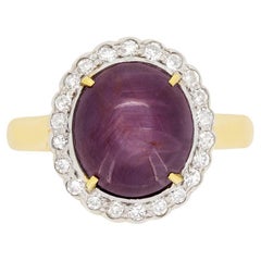 Vintage 7.75ct Ruby and Diamond Halo Ring, c.1970