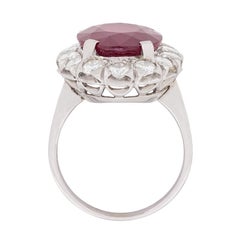 Vintage 7.91 Carat Ruby and Diamond Ring, circa 1950s