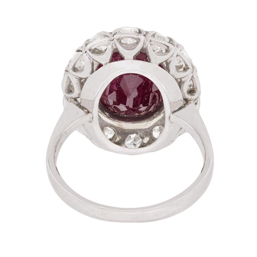 Women's or Men's Vintage 7.91 Carat Ruby and Diamond Ring, circa 1950s