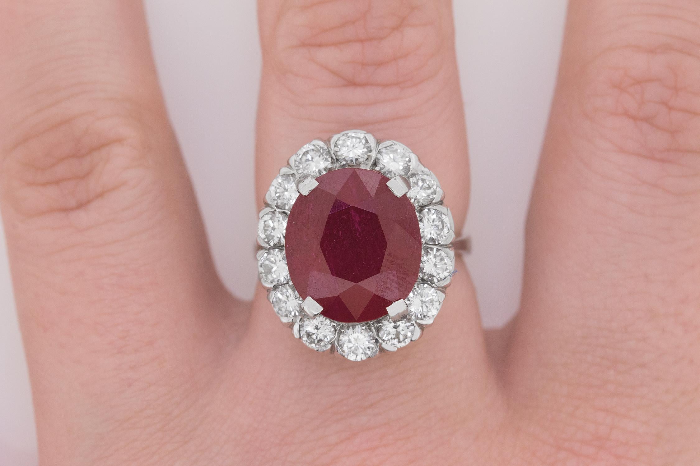 Vintage 7.91 Carat Ruby and Diamond Ring, circa 1950s 1