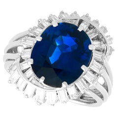 Vintage 7.93 Carat Sapphire and 1.95 Carat Diamond Platinum Dress Ring