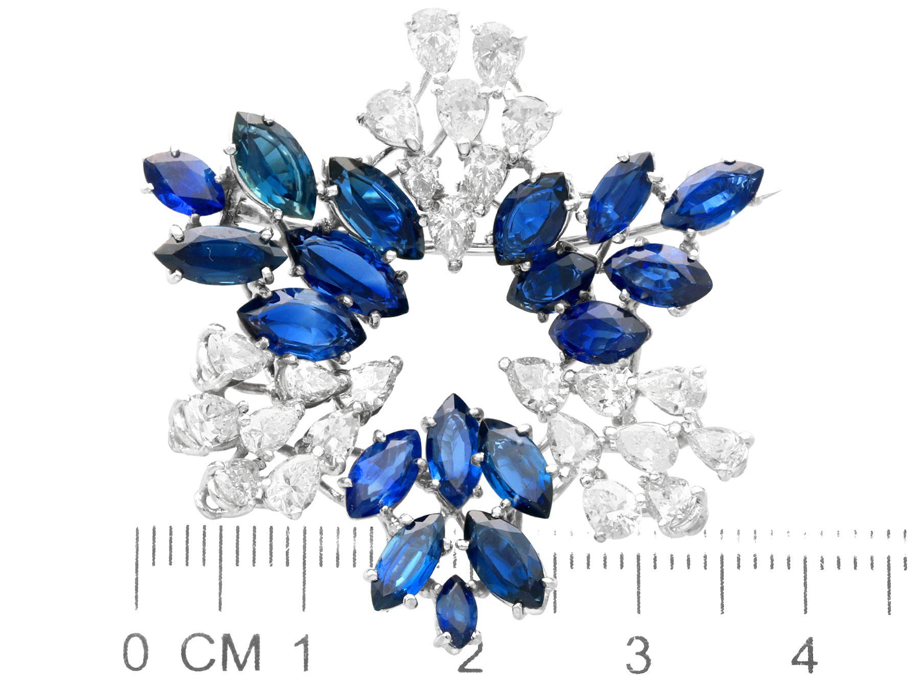 Vintage 7.95 carat Sapphire and 4.75 carat Diamond Platinum Pendant/Brooch For Sale 2